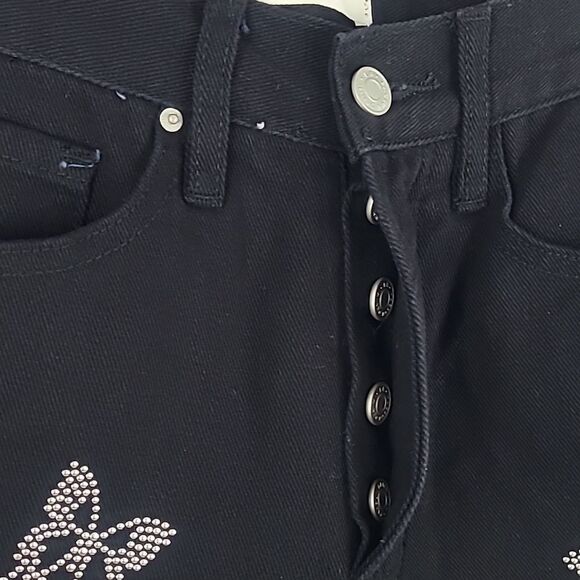 Pacsun Black Ultra High-Rise Slim Jeans w/Silver Butterfly Print. Size 23 - Picture 6 of 8